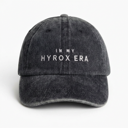 Black washed cap with off-white IN MY HYROX ERA front embroidery