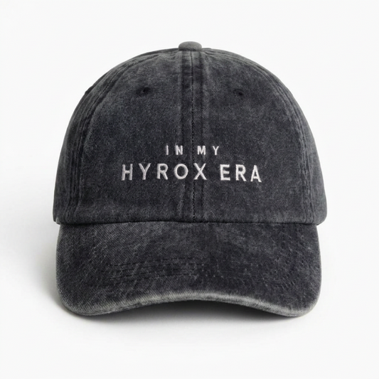 Black washed cap with off-white IN MY HYROX ERA front embroidery